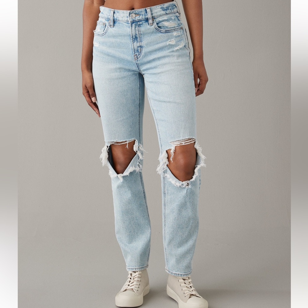 NWT American Eagle 🦅 Super High Rise Ankle Straight Jeans, Skylight size 4, 27W